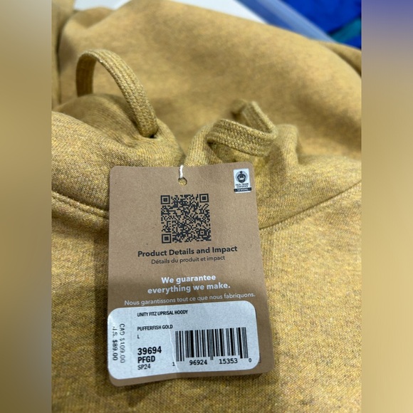 Patagonia Men's L Large Unity Fitz Uprisal Hoodie Pufferfish Gold Yellow NWT - Picture 6 of 13